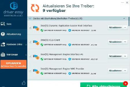 Driver Easy überprüft die installierten Treiberversionen und erstellt eine Liste veralteter Software.