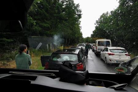 Stau, Festival, Regen