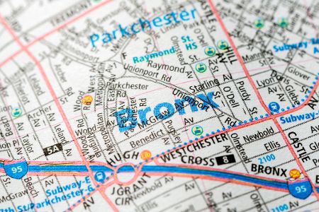 Karte vom Stadtteil Bronx in New York