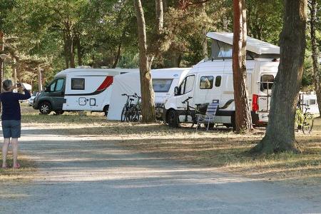 Campingvans, Frau, FahrrŠder, Stra§e, BŠume