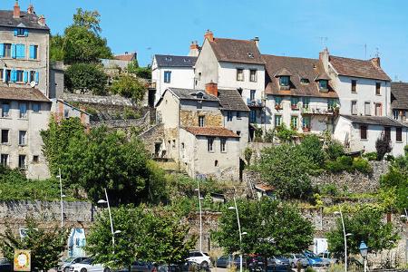Aubusson, Stadt, Parkplatz, Häuser