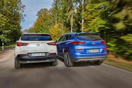 Hyundai Tucson 2.0 CRDi, Opel Grandland X 2.0 D, Exterieur