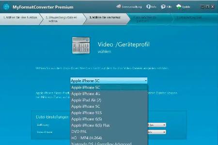 Der My Format Converter Premium kann Ihnen helfen, wenn die Wiedergabe eines Videos nicht funktioniert. Das Programm konvertiert Videos in verschiedene Formate, die auch auf ein bestimmtes Abspielgerät abgestimmt sind.