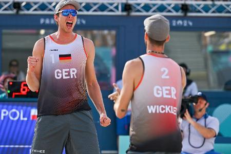 Beachvolleyball: Ehlers/Wickler im Viertelfinale