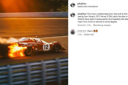 Ferrari 512M Rennwagen 1971 Brand Feuer Watkins Glen