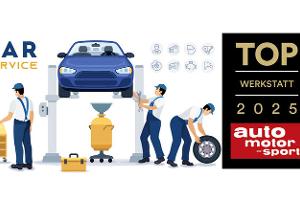 Auto service and repair. Team of Mechanics repairing a car in a garage.