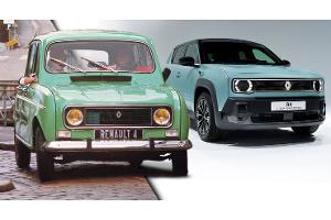 Renault 4 E-Tech R4 Original Alt Neu Collage