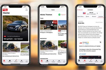 Bereiche in der auto motor und sport App