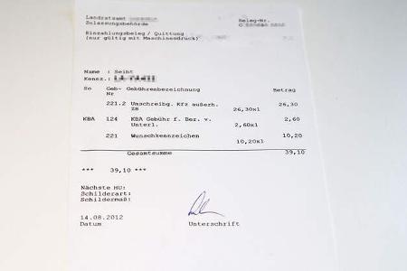 Kfz-Zulassung, Zulassungsstelle, Gebühren, Umschreibung
