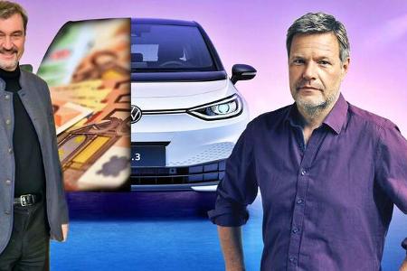 Robert Habeck Elektroauto Prämie Förderung halbieren Collage