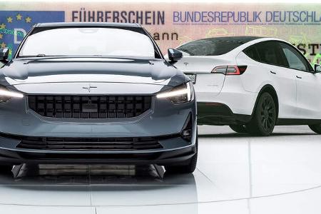 Elektroauto Polestar 2 Tesla Model Y Führerschein Prüfung Zulassung