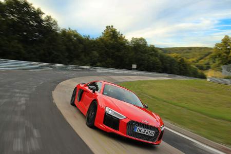 Audi R8 V10 Plus, Frontansicht, Steilwand