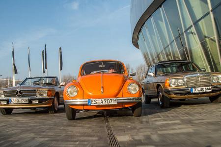 VW Käfer, Mercedes-Benz W123, Mercedes-Benz R107