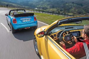 Mini Cooper Cabrio, VW Beetle Cabrio 1.4 TSI, Ausfahrt