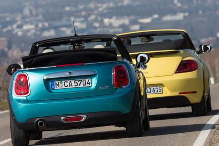 Mini Cooper Cabrio, VW Beetle Cabrio 1.4 TSI, Heckansicht