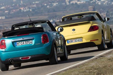 Mini Cooper Cabrio, VW Beetle Cabrio 1.4 TSI, Heckansicht