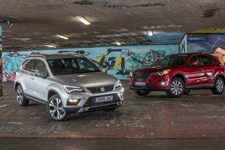 Mazda CX-5 2.0 G 165, Seat Ateca 1.4 TSI, Frontansicht