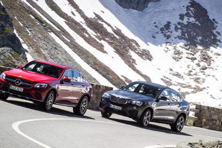 BMW X4, Mercedes GLC Coupé, Frontansicht