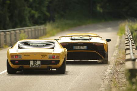 Lamborghini Miura und Aventador, Impressionen, Generationen-Treffen