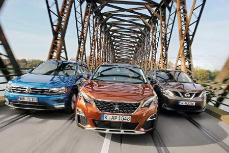 Nissan Qashqai 1.2 DIG-T, Peugeot 3008 Puretech 130, VW Tiguan 1.4 TSI