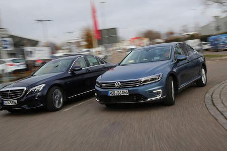 Mercedes C 350 e, VW Passat GTE