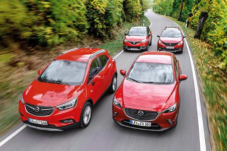 Mazda CX-3 Skyactiv-D 105, Opel Mokka X 1.6 CDTI, Peugeot 2008 BlueHDi 120, Renault Captur dCi 110