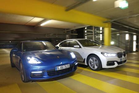 BMW 750d xDrive, Porsche Panamera 4S Diesel, Frontansicht