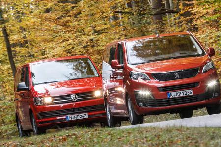 VW Multivan 2.0 TDI, Peugeot Traveller HDi 150 L2, Frontansicht