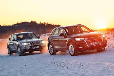 Audi Q5 2.0 TFSI Quattro, BMW X3 xDrive 28i, Frontansicht