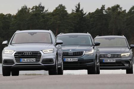 Audi Q5 2.0 TDI Quattro, Skoda Kodiaq 2.0 TDI 4x4, VW Tiguan 2.0 TDI 4Motion