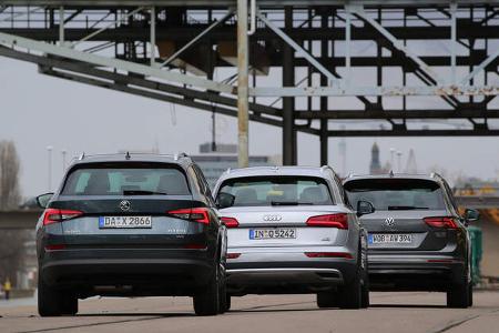 Audi Q5 2.0 TDI Quattro, Skoda Kodiaq 2.0 TDI 4x4, VW Tiguan 2.0 TDI 4Motion