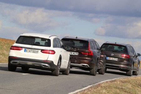 Mercedes E 220 d, Volvo V90 CC, VW Passat Alltrack 2.0 TDI