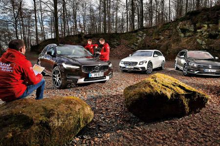 Mercedes E 220 d, Volvo V90 CC, VW Passat Alltrack 2.0 TDI