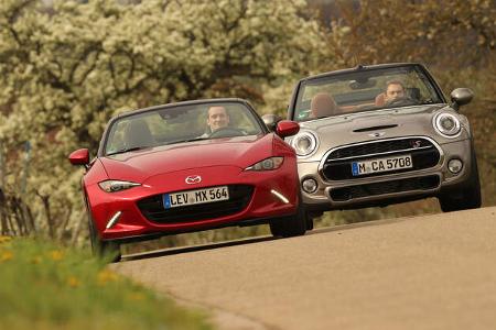 Mazda MX-5 G 160, Mini Cooper S Cabrio, Frontansicht