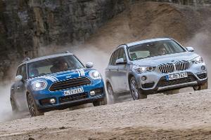 BMW X1 18d sDrive, Mini Countryman Cooper D, Frontansicht