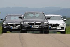 BMW 530d Touring, Mercedes E 350 d T, Volvo V90 D5 AWD Front