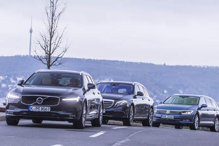 Mercedes E 200 T, Volvo V90, VW Passat Variant 