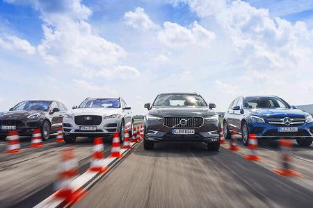 Jaguar F-Pace, Mercedes GLC, Porsche Macan, Volvo XC60 Vergleichstest