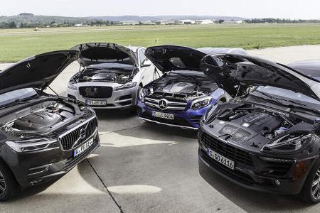 Jaguar F-Pace, Mercedes GLC, Porsche Macan, Volvo XC60 Vergleichstest