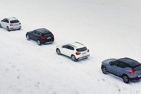 Audi Q3 2.0 TFSI Quattro, BMW X1 xDrive 25i, Mercedes GLA 250 4MAtic, Volvo XC40 T5 AWD, Vergleichstest, Exterieur