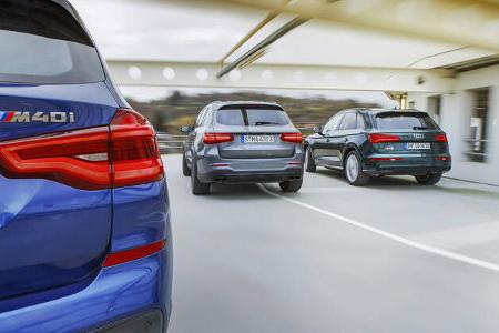 Audi SQ5 3.0 TFSI Quattro, BMW X3 M40i xDrive, Mercedes-AMG GLC 43 4Matic, Exterieur Heck