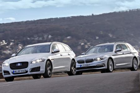 BMW 530d Touring xDrive Luxury Line, Jaguar XF Sportbrake 25d AWD Portfolio, Exterieur