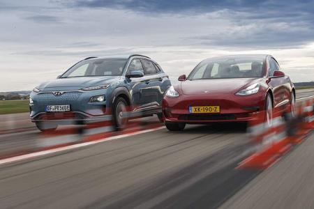 Tesla Model 3, Hyundai Kona