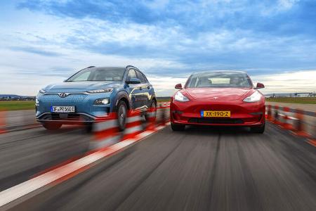 Tesla Model 3, Hyundai Kona