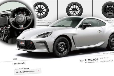 Toyota GR86 Konfigurator Basisversion Japan Stahlfelgen