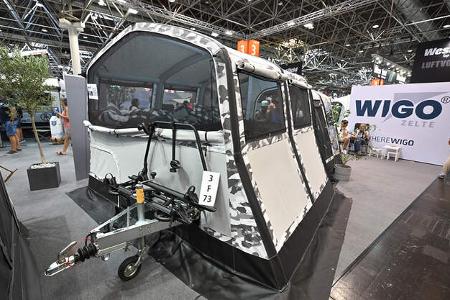 Deichsel, Camouflage, Zelt, Zeltcaravan, Faltcaravan, Messe