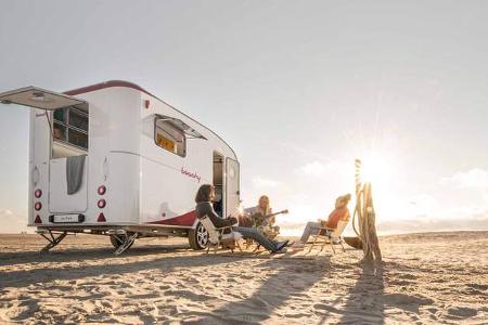 Außenansicht, Strand, Wohnwagen