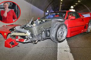 Ferrari F40 Unfall Tunnel Alexander Bloch eingeklinkt