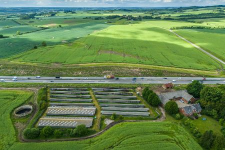 Pelzfarm in Luftabsicht
