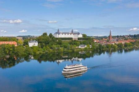 Aerial view over 17th century Plön Castle